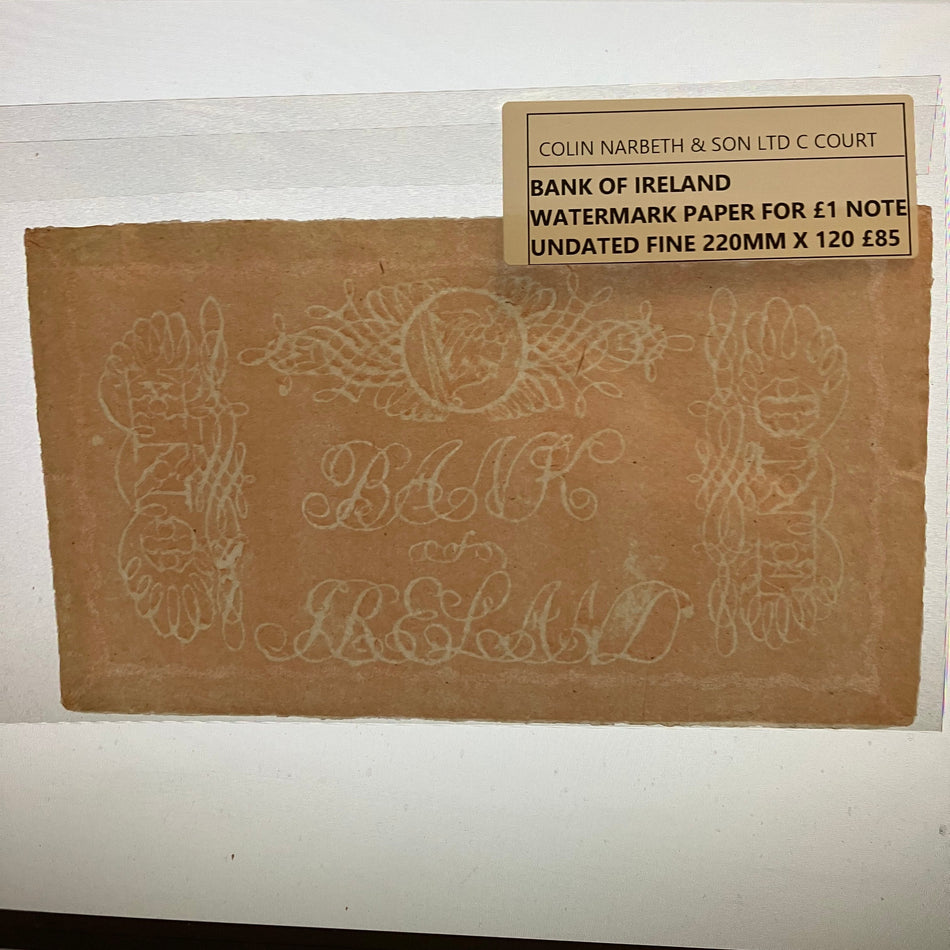 Ireland, Bank of Ireland watermark paper for £1 note, undated, Fine
