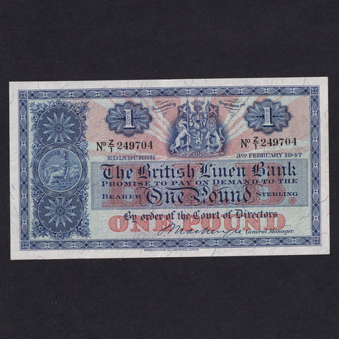 Scotland (P157c) British Linen Bank, £1, 3rd February 1947, Mackenzie, Z/1 249704, Waterlow, BL65c, VF