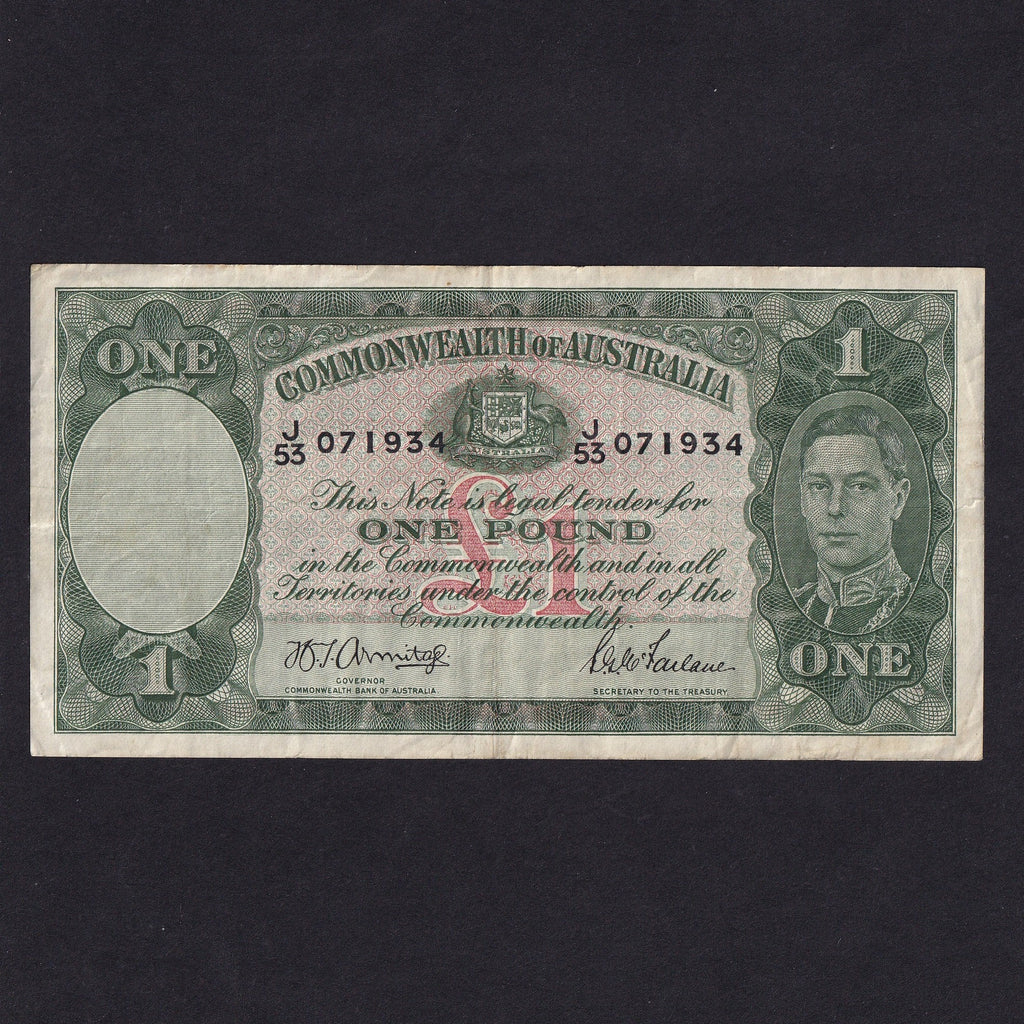 Australia (P26b) £1, 1952, KGVI, Armitage/ McFarlane, J53 071934, Fine/VF
