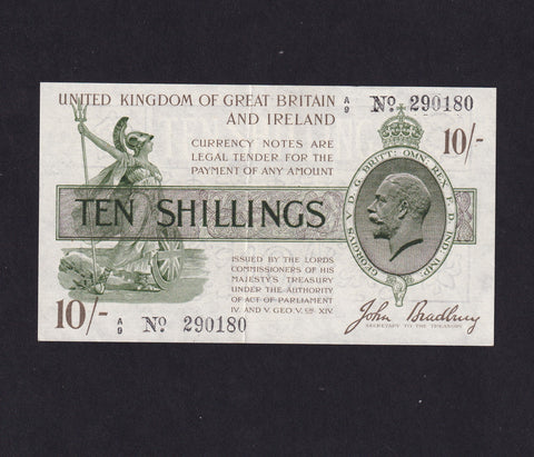 Treasury Series (T17) Bradbury, 10 Shillings, black dot, A/9 290180, 3rd issue, centre crease, otherwise EF