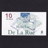 Promotional - De La Rue, counting machine test note for 10 Euros, NO VALUE, UNC