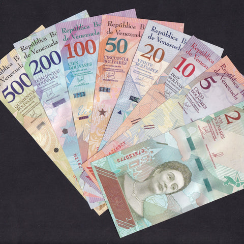 Venezuela (P101-108 types) 2-500 Bolivares set (8 notes), 2018, UNC