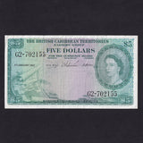 British East Caribbean (P.9b) $5, 2nd January 1957, G2-702155, Good VF