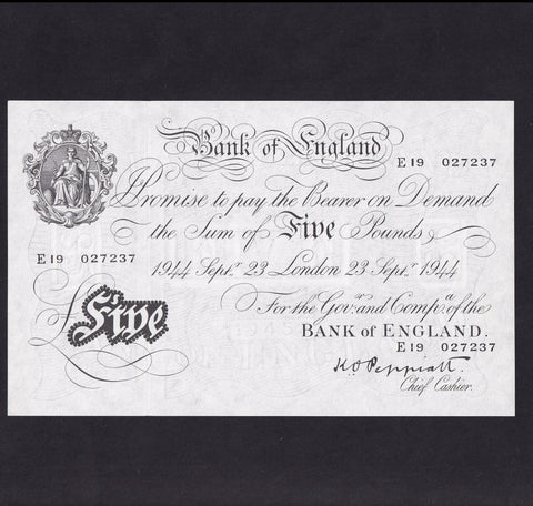 Bank of England (B255) Peppiatt, £5, 23rd September 1944, E19 027237, UNC