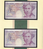 Bank of England (C144) Lowther, £20 pair in folder, DA01 999207/ CL999 999207, UNC