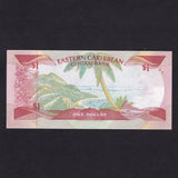 East Caribbean (P21u) $1, 1988-89, suffix U, Anguilla named on map, UNC
