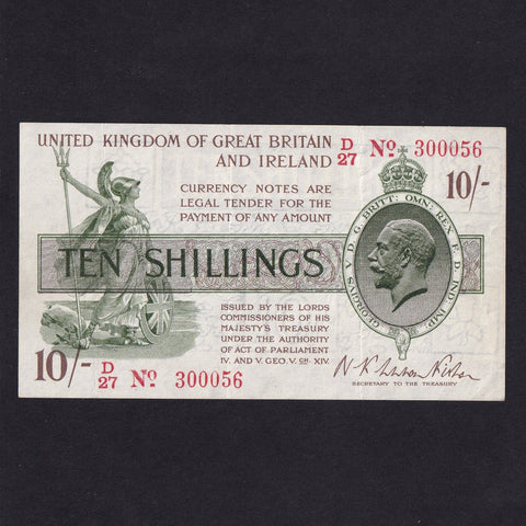Treasury Series (T26) Fisher, 10 Shillings, D27 30056, lightly pressed, VF