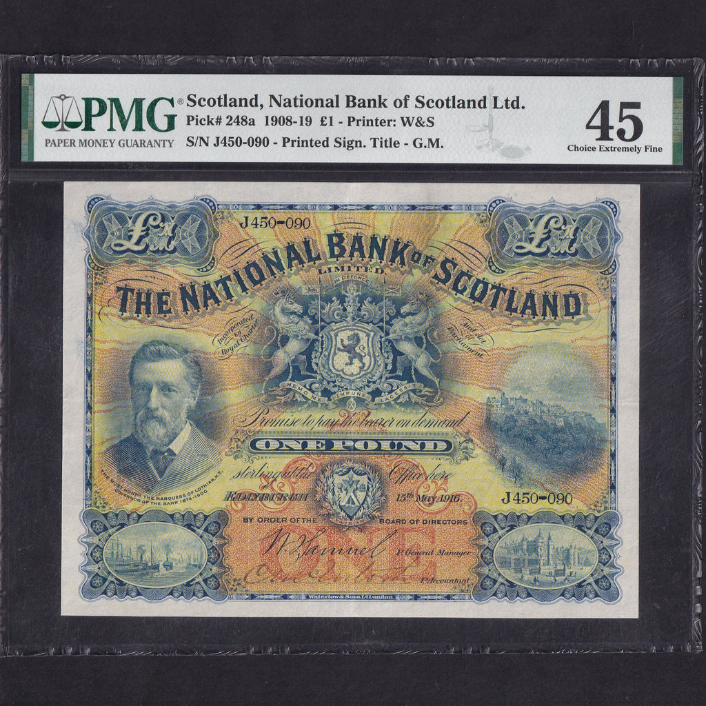 Scotland (P248a) National Bank of Scotland, £1, 15th May 1916, J450-090, NA29, pressed, VF