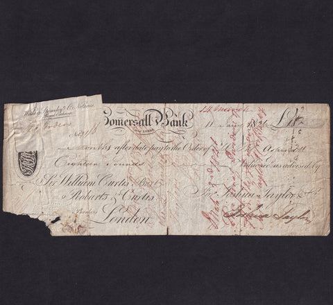 Provincial - Gomersall Bank, £18 sight note, 1826, two months after date for Joshua Taylor & Co., splits, Poor