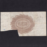 Provincial - Faversham Bank, £5, 1887, cut cancelled, Outing 786d, Fine/VF
