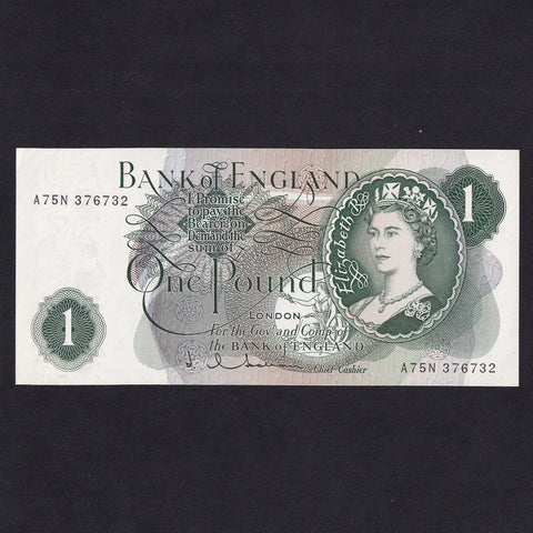 Bank of England (B292) Hollom, £1 'G' note, A75N, UNC