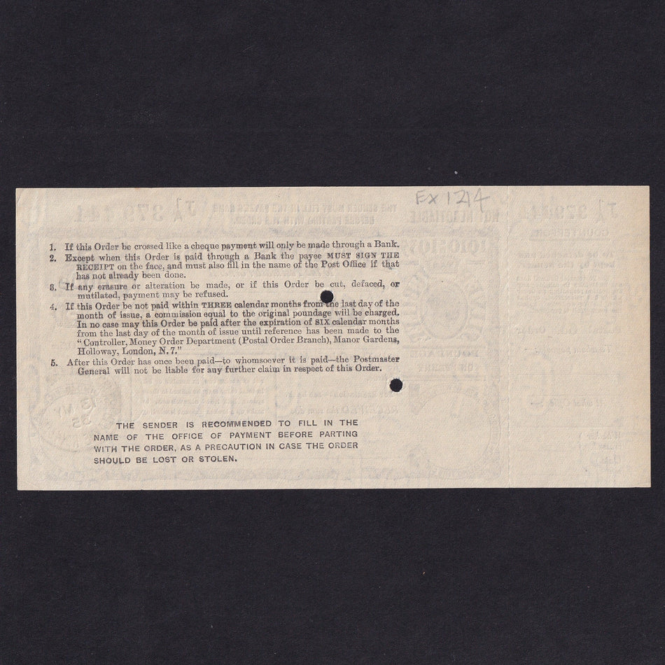 Britain, Six Pence postal order, King George V, Silver Jubilee, J1/A 379 441, with counterfoil, Good EF