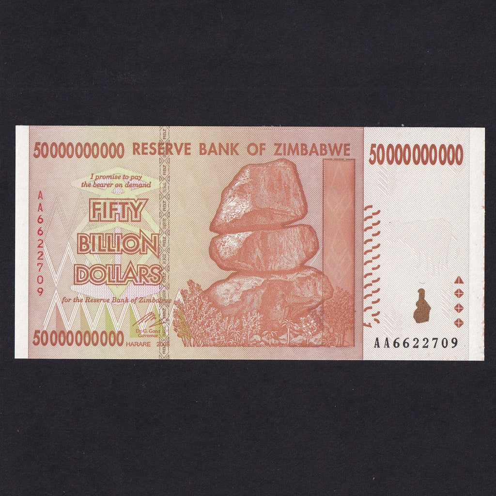 Zimbabwe (P.87) 50 Billion Dollars, 2008, slight rust, otherwise UNC