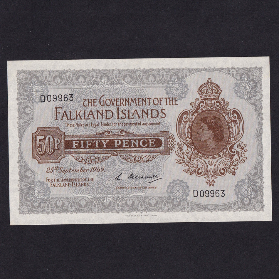 Falkland Islands (.8a) 50p, 25th September 1969, Glendell signature, D9963, UNC