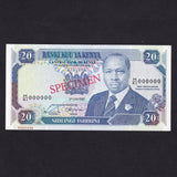 Kenya (P25s) 20 Shilling specimen, 2nd January 1992, H/41 000000, UNC