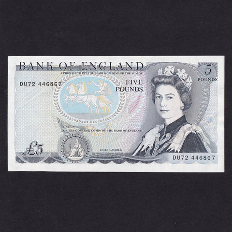 Bank of England (B343a) Somerset, £5 error, missing signature, traced to DU72, Good EF