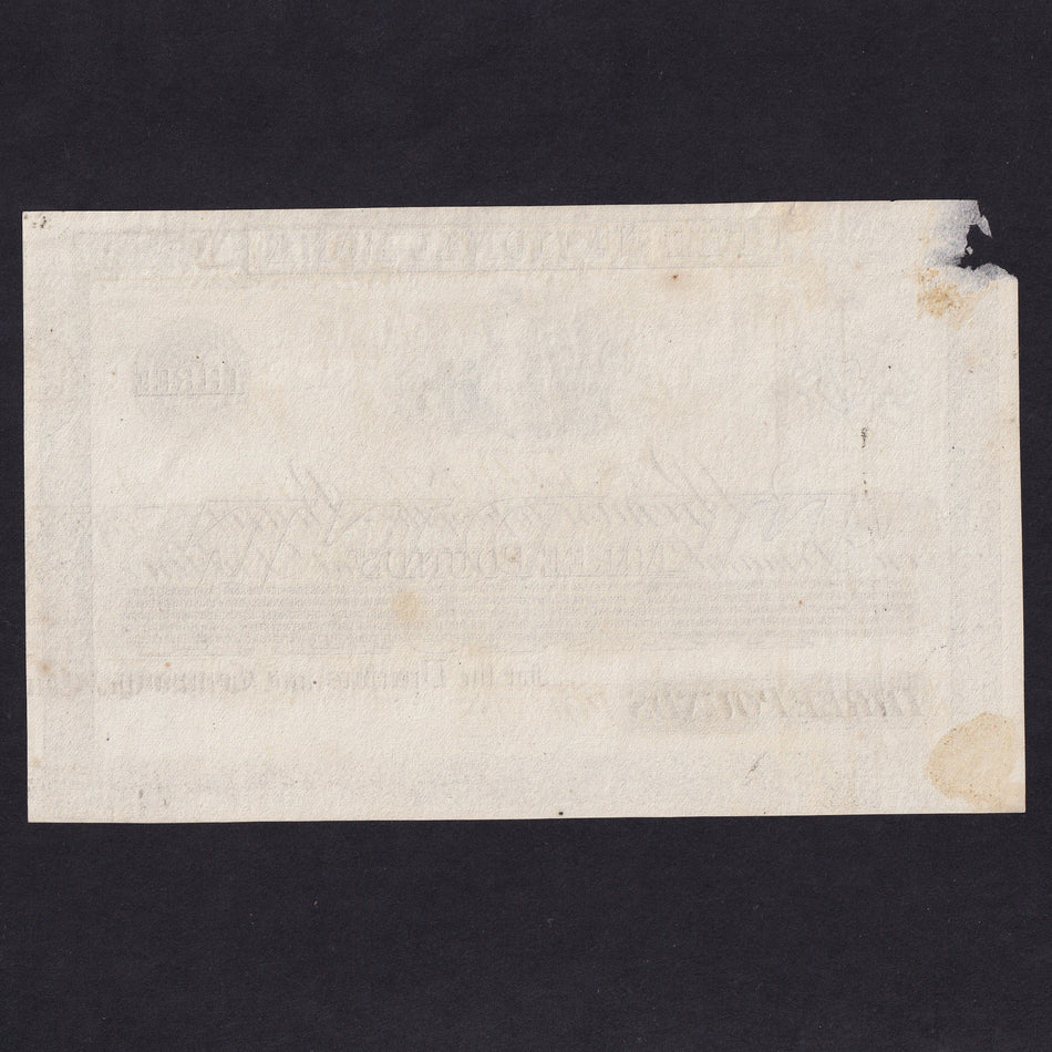 Ireland (P197p) National Bank, £3 obverse proof on paper, 1st August 1875, NA35, missing corner, VF