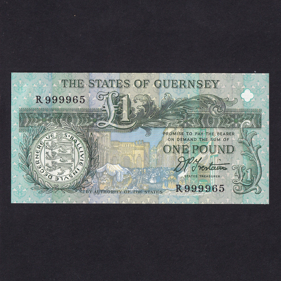 Guernsey (P52b) £1, 1993-2001, Trestain signature, but R99996x, last of prefix, UNC