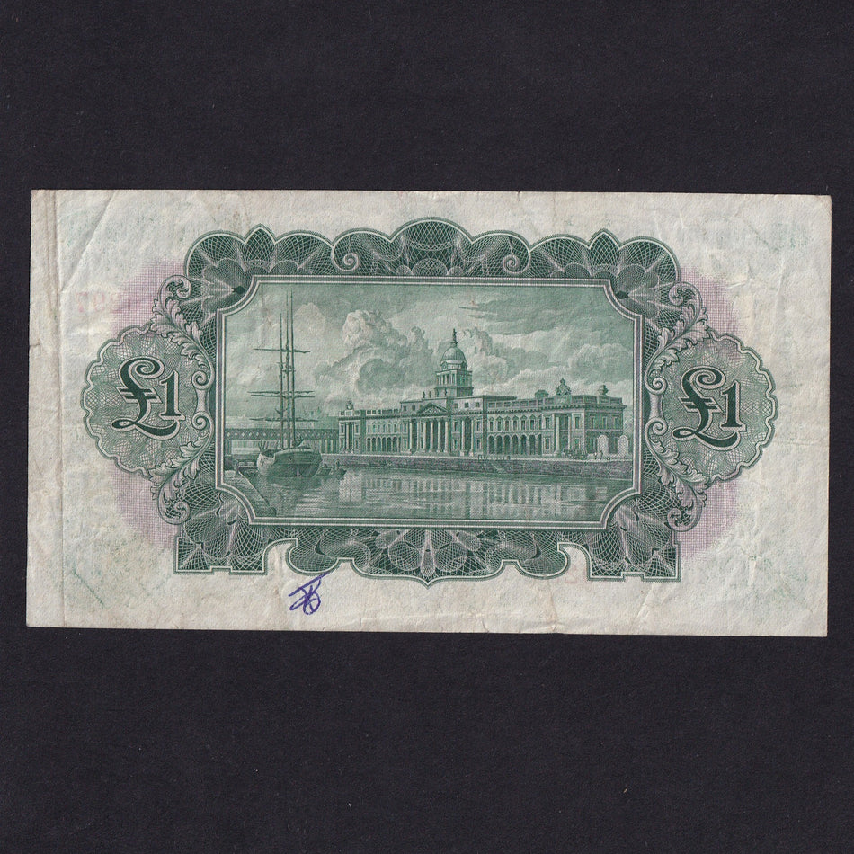 Ireland (P20b) £1, 4th February 1939, Munster & Leinster, ploughman, 40MA 010297, Hosford signature, CML7, biro mark reverse, otherwise Good Fine