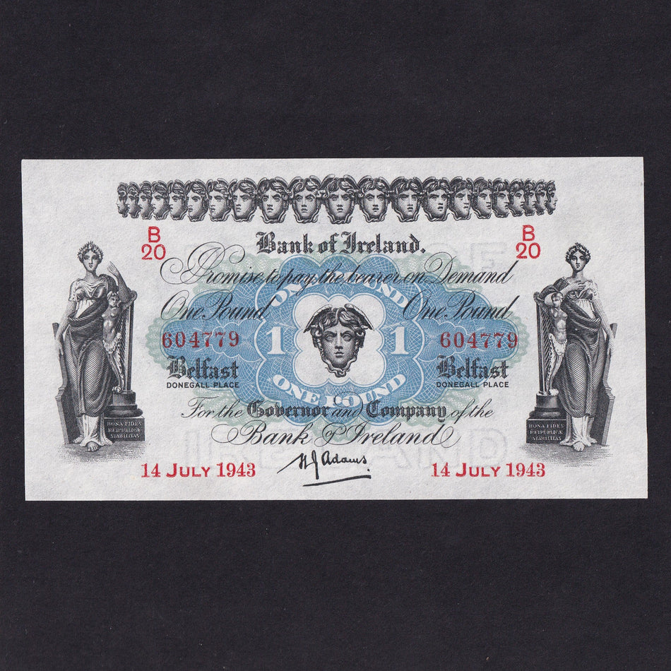 Northern Ireland (P55b) Bank of Ireland, £1, 14th July 1943, B20 604779, BA68, UNC