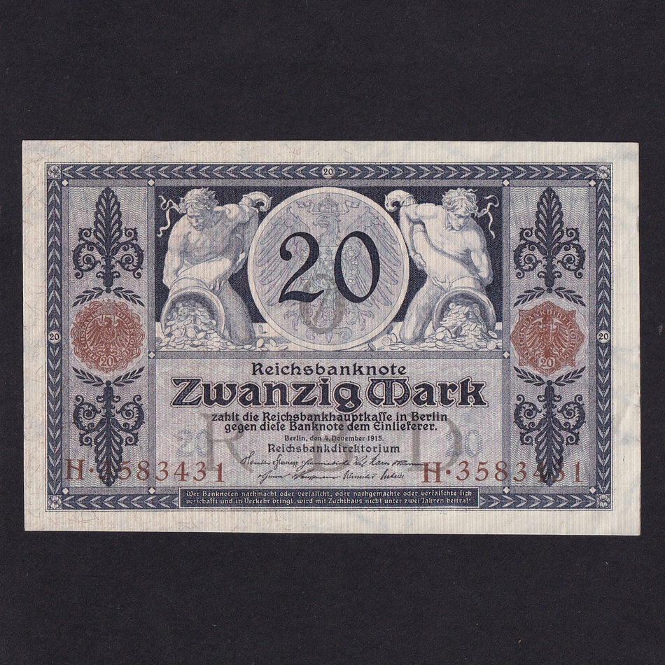 Germany (P63) 20 Marks, 1915, Good EF