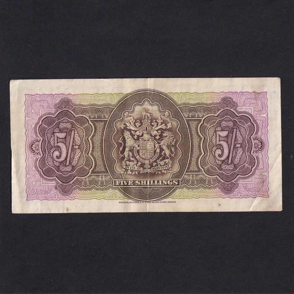 Bermuda (P8b) 5 Shillings, 1937, KGVI, G/1, rust, VF