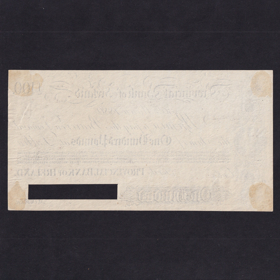Ireland (P326) Provincial Bank of Ireland, £100 obverse proof, 30th March 1880, PR57, signature area cut cancelled, VF