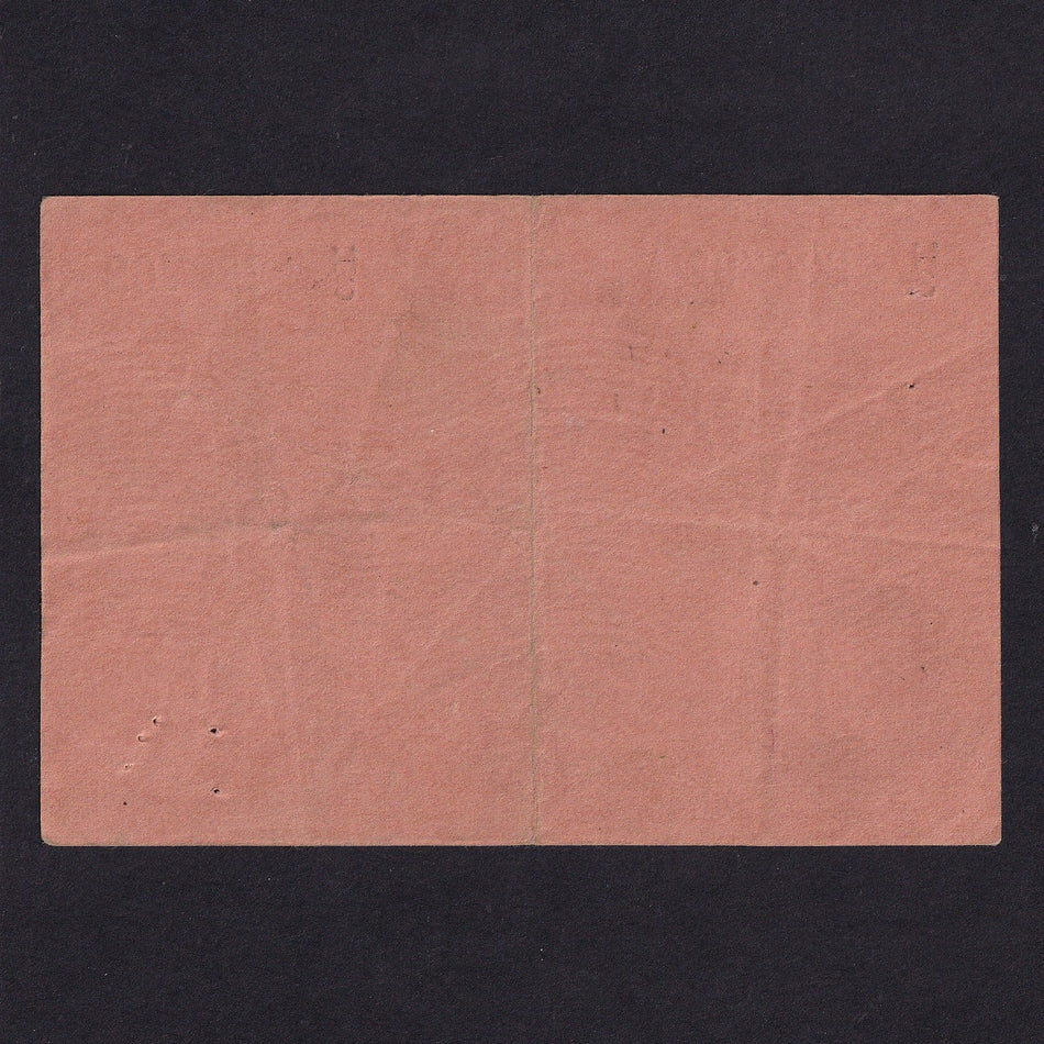 British West Africa (P1a) West African Currency Board, 1 Shilling, 1918, H3 220762, pinholes, Fine