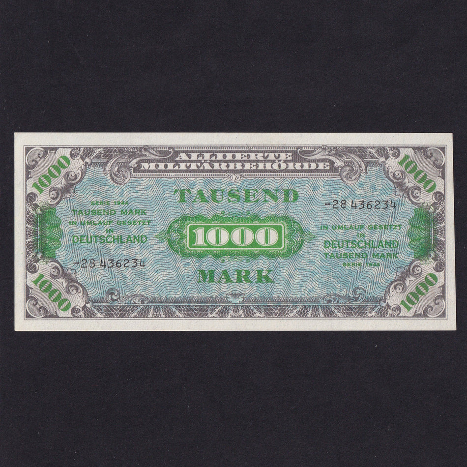 Germany (P198b) Allied Military Currency, 1000 Mark, 1944, no.28436234, 8 digit with dash without Fforbes, UNC