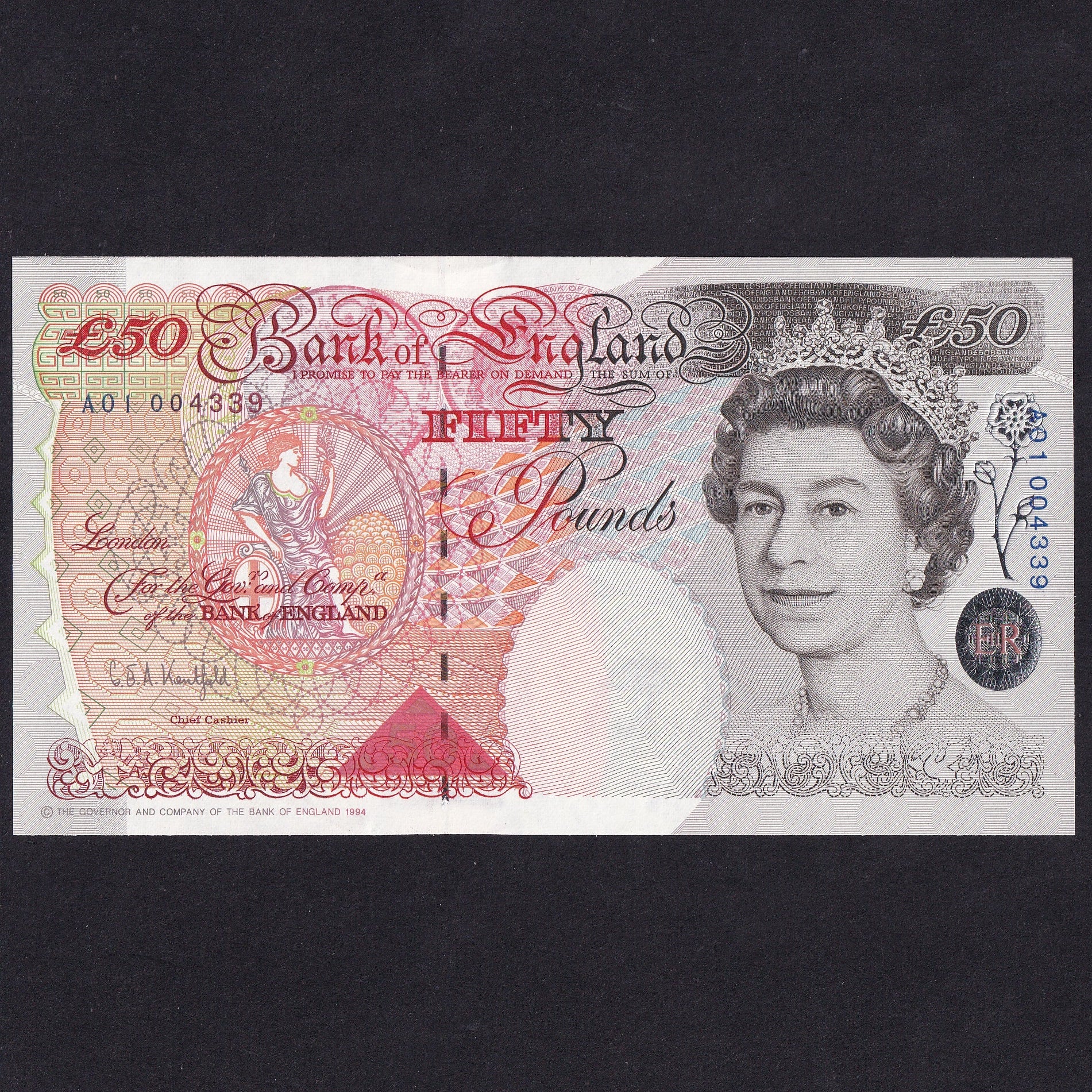 Bank of England (B377) Kentfield, £50, first million, A01 004339