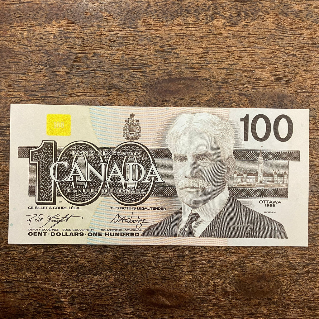 Canada (P99d) $100, Sir Robert Borden, Knight/ Dodge, BJT 2178109, UNC