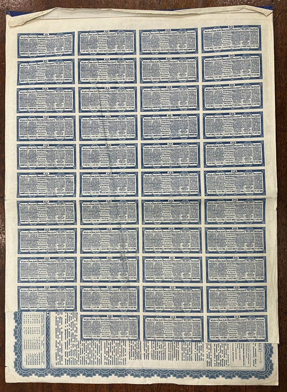 China, Reorganisation Gold Loan, bond for £100, 1912, blue