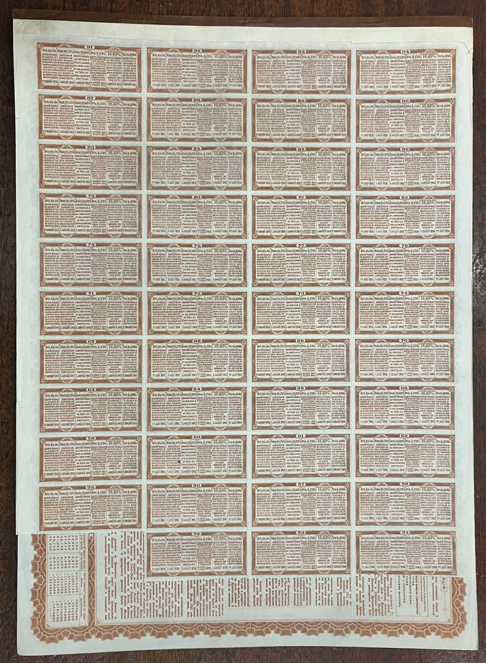 China, Reorganisation Gold Loan, bond for 505 Francs,1912, brown