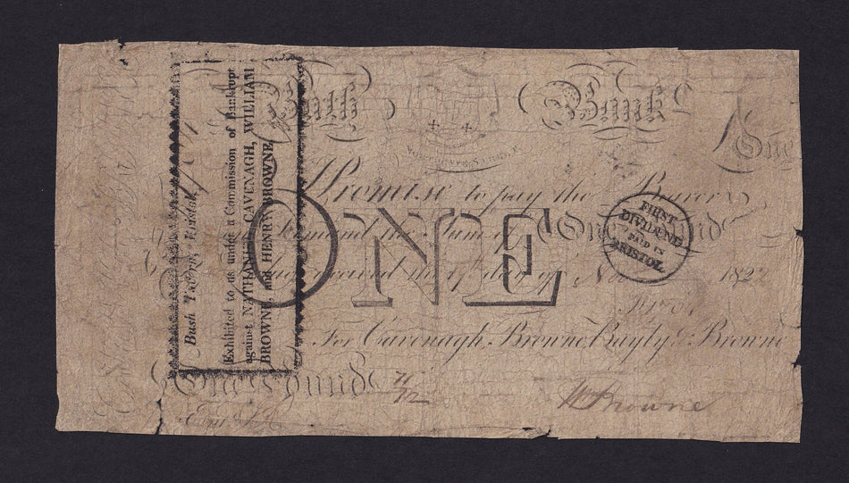 Provincial - Bath Bank, £1, 1822, for Cavenagh, Browne, Bayly & Browne, Outing 96a, VG