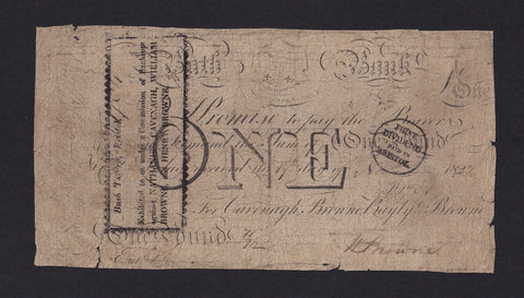 Provincial - Bath Bank, £1, 1822, for Cavenagh, Browne, Bayly & Browne, Outing 96a, VG