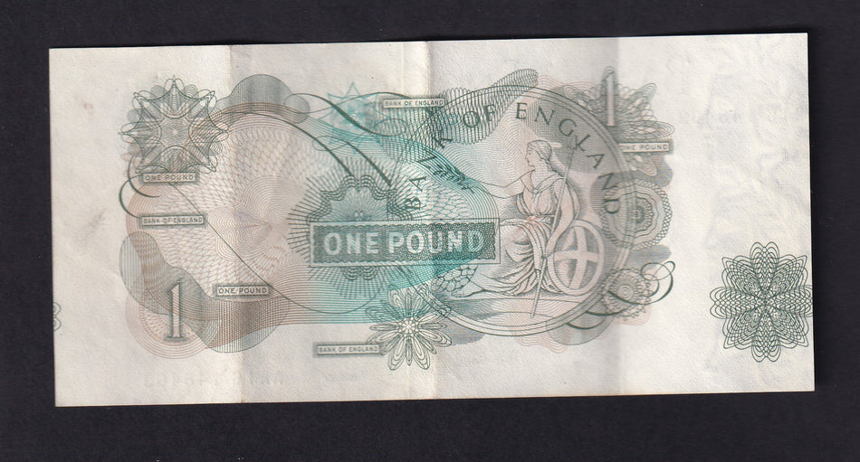 Bank of England (B322) Page, £1 error, miscut, AR16, showing part of next note, two folds, otherwise GDVF