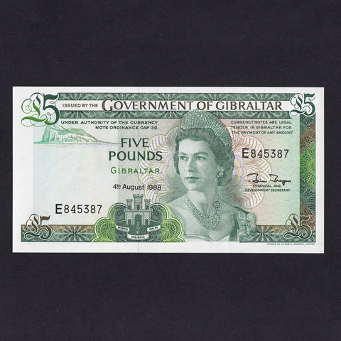 Gibraltar (P21b) £5, 4th August 1988, QEII, UNC
