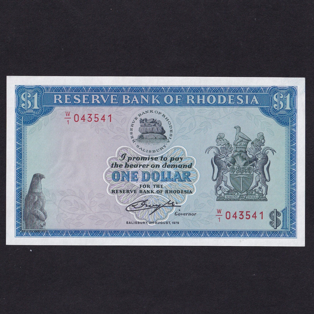 Rhodesia (P38) $1 replacement, 2nd August 1979, W/1, UNC