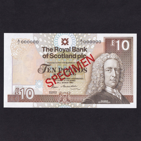 Scotland (P348) £10 specimen, 28th March 1987, The Royal Bank of Scotland, A/1 000000, UNC