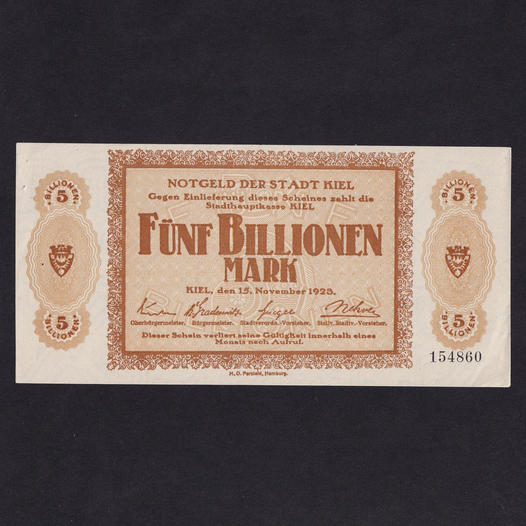 Germany, Kiel, 5 Billion Mark, 1923, pin holes, Good EF