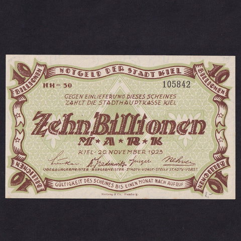 Germany, Kiel, 10 Billion Mark, 1923, Good EF