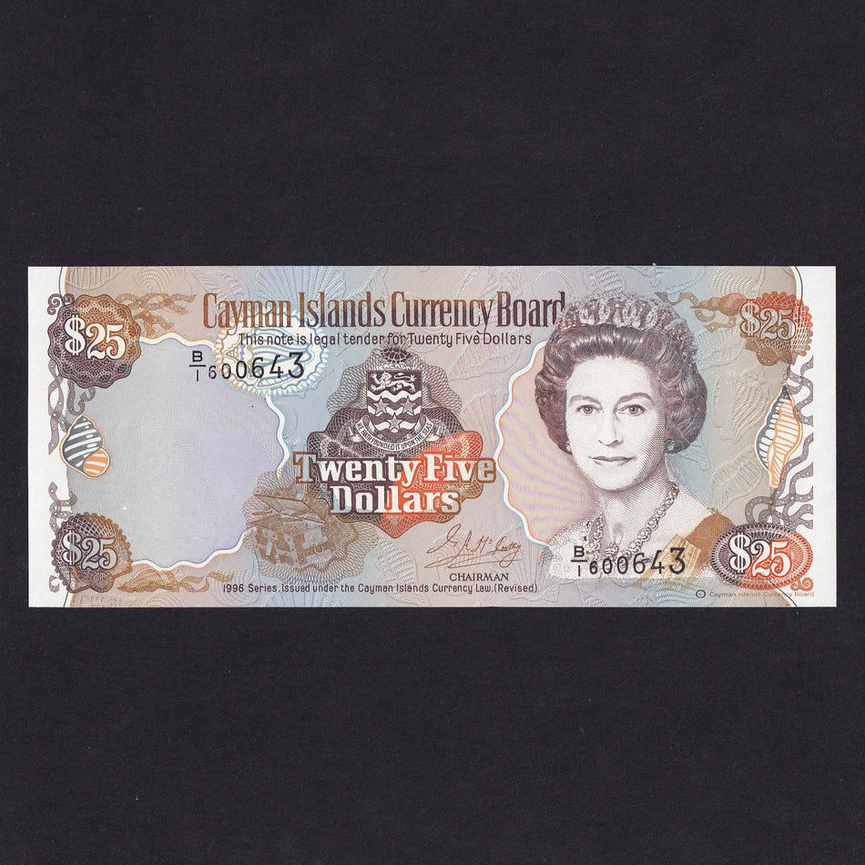 Cayman Islands (P19) $25, 1996, QEII, Chairman, B/1, UNC