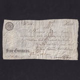 Provincial - Bourton on the Water, Oxfordshire, Five Guineas, 1805, for Palmer and Wilkins, note 786, unlisted, trimmed, Fine
