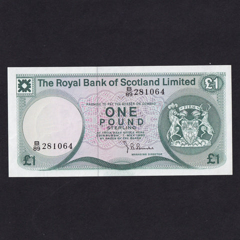 Scotland (P336a) Royal Bank of Scotland, £1, 1980, Burke signature, Good EF