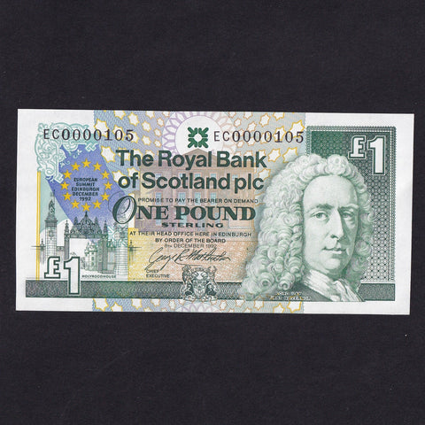 Scotland (P356) Royal Bank of Scotland, £1, 1992, EC Commemorative, low serial & first million, EC0 000105, count crease, A/UNC