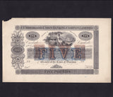 Provincial - Cumberland Union Banking Company Ltd., £5 obverse proof, 1886, Carlisle, Outing 442d, Good VF