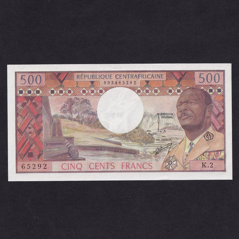Central African Republic (P1) 500 Francs, 1974, K2 65292, Bokassa, UNC