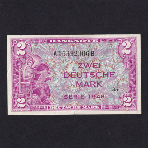 German Federal Republic (P3a) 2 Mark, 1948, lilac, A15392906B, VF