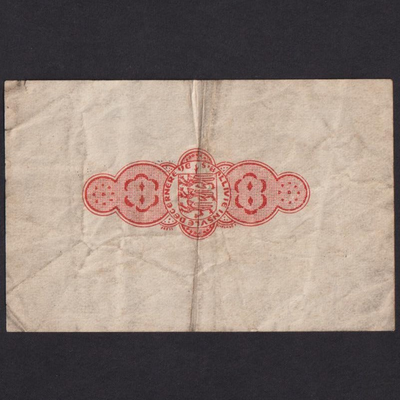 Guernsey (P31) G243 ( only 420 notes outstanding )  5 Shillings, 1st January 1943, A/R11263, rust, Fine