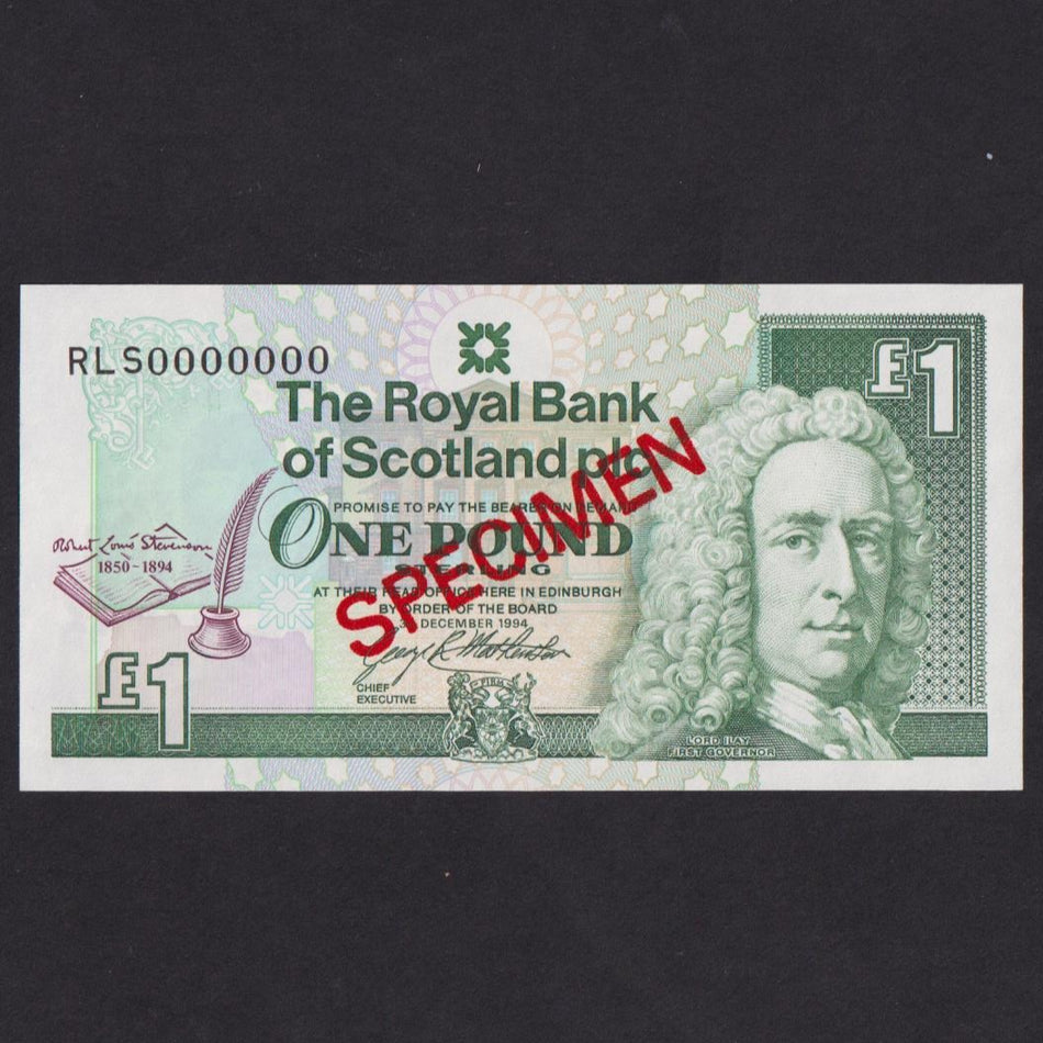 Scotland (P358s) £1 specimen, 1994, Royal Bank of Scotland, RLS000000, UNC